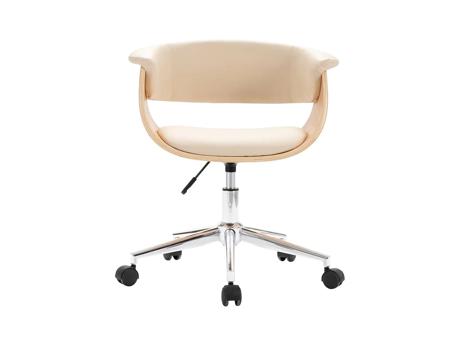 Chaise pivotante de bureau Crème Bois courbé et similicuir 3