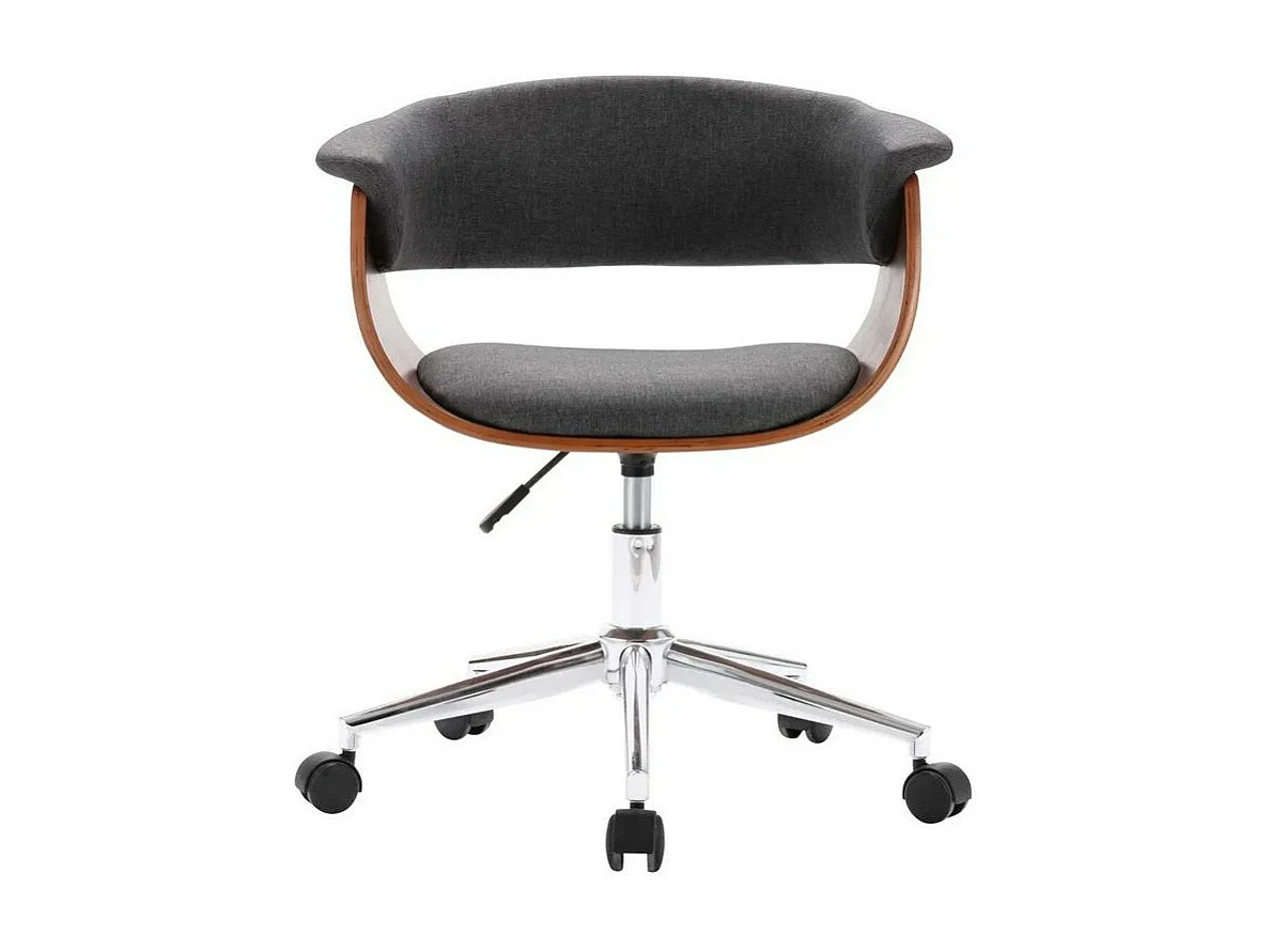 Chaise tissu gris et bois foncé Tessa - Lot de 4