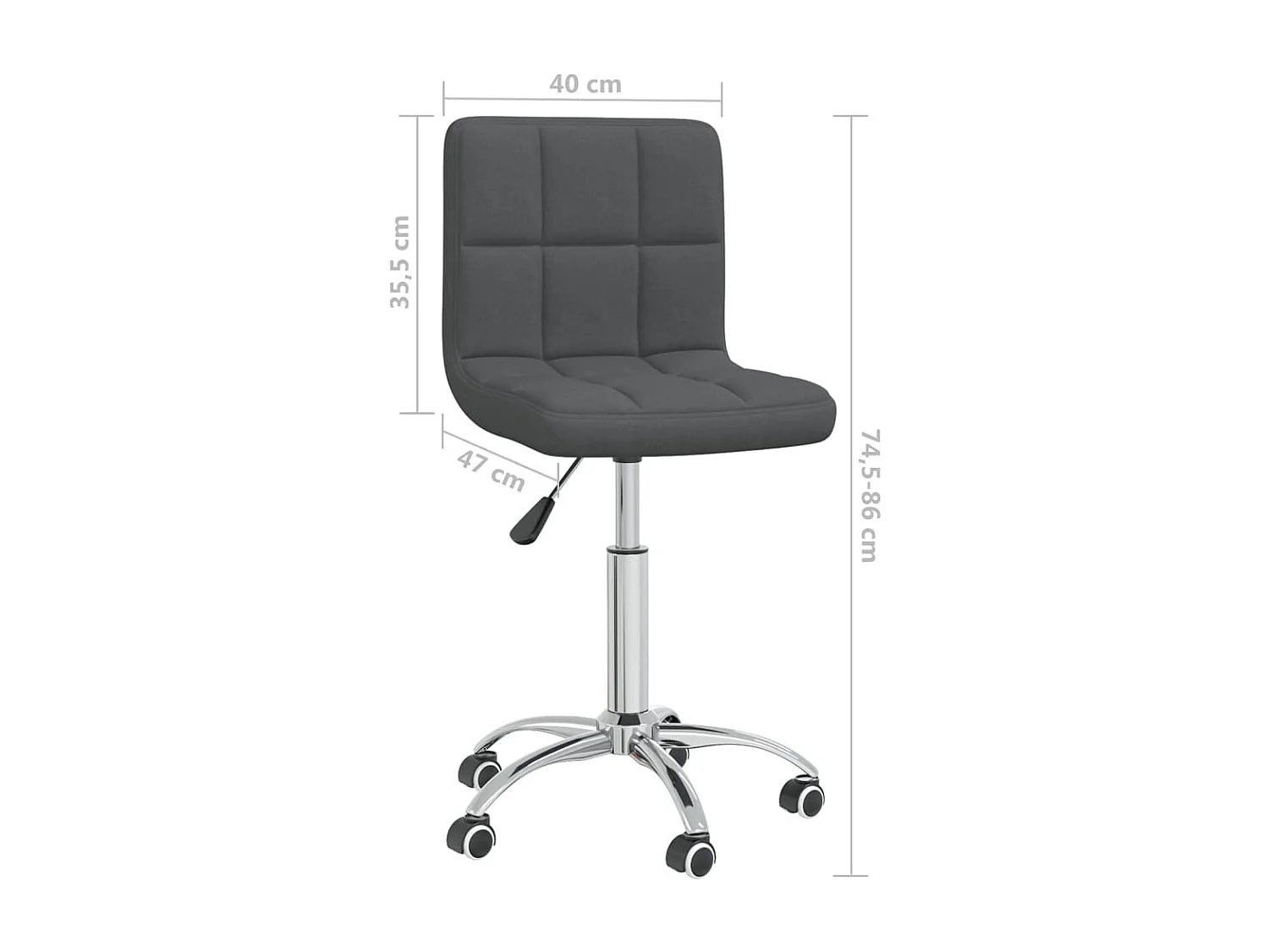Chaise pivotante de bureau Gris foncé Tissu 12