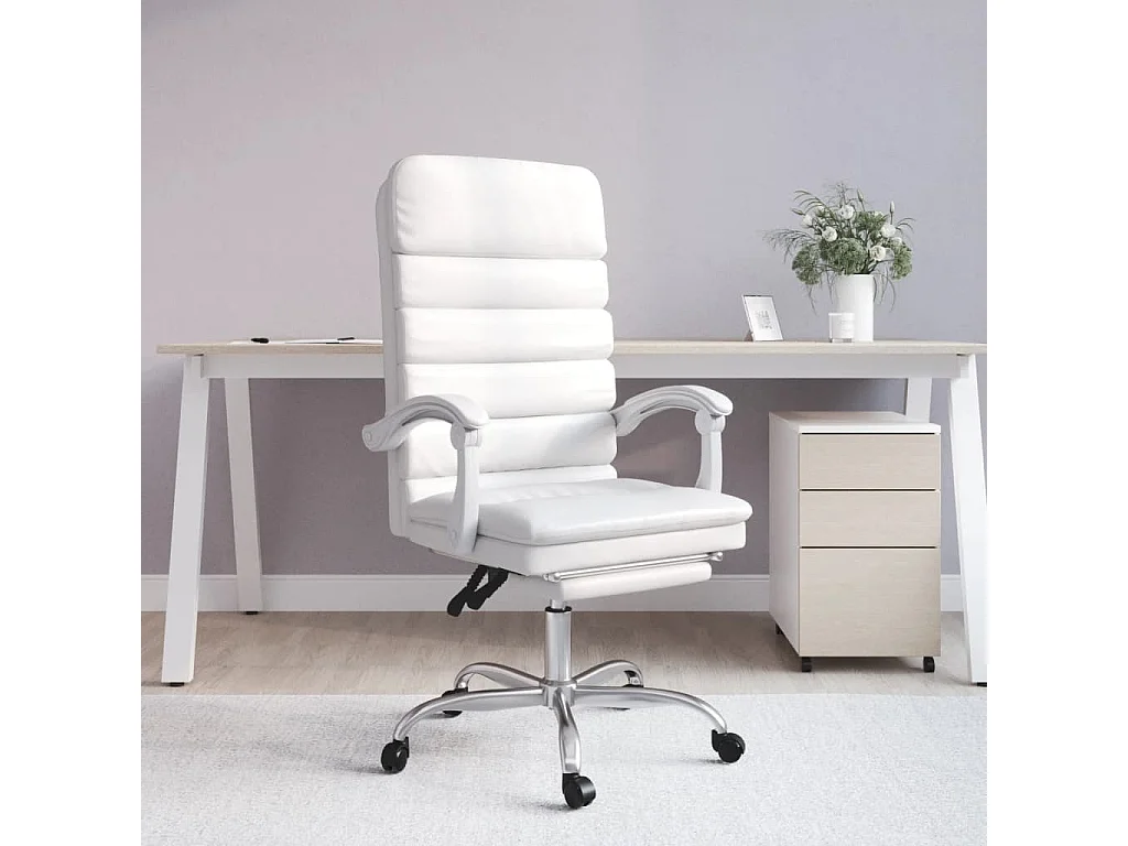 Fauteuil de massage inclinable de bureau Blanc Similicuir