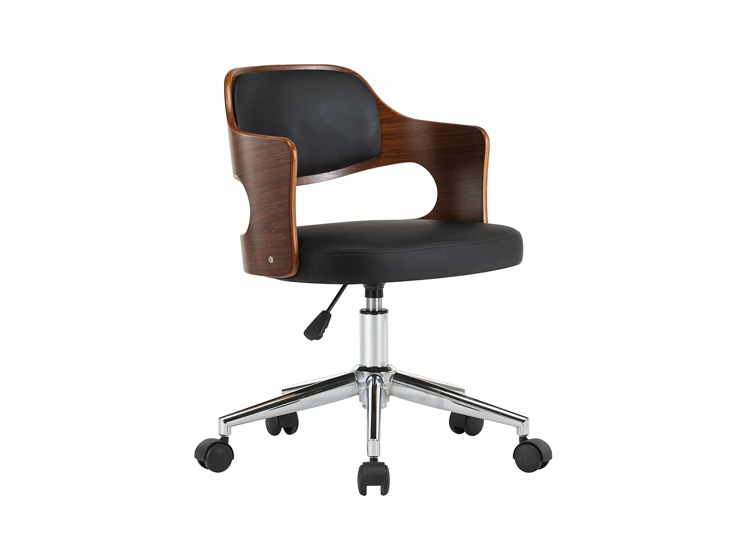 Chaise pivotante de bureau Noir Bois courbé et similicuir 5