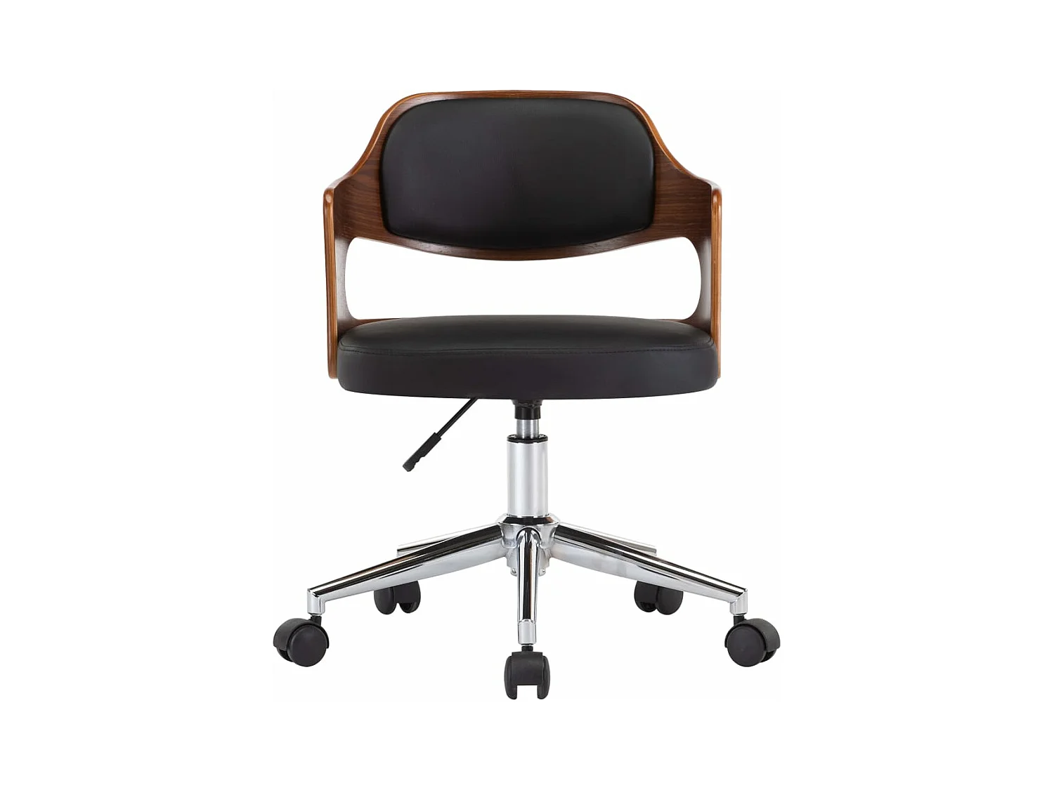 Chaise pivotante de bureau Noir Bois courbé et similicuir 5