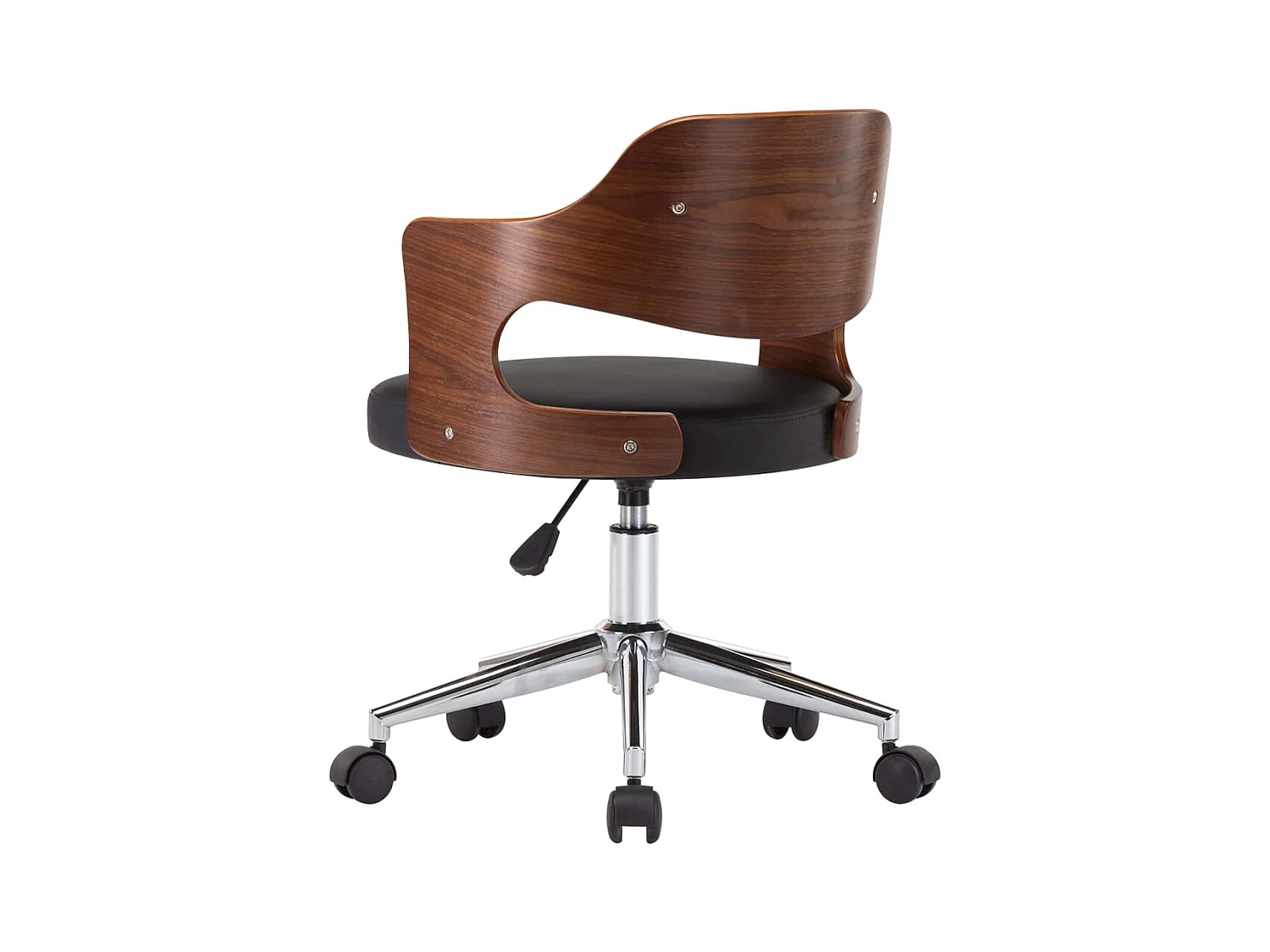 Chaise pivotante de bureau Noir Bois courbé et similicuir 5