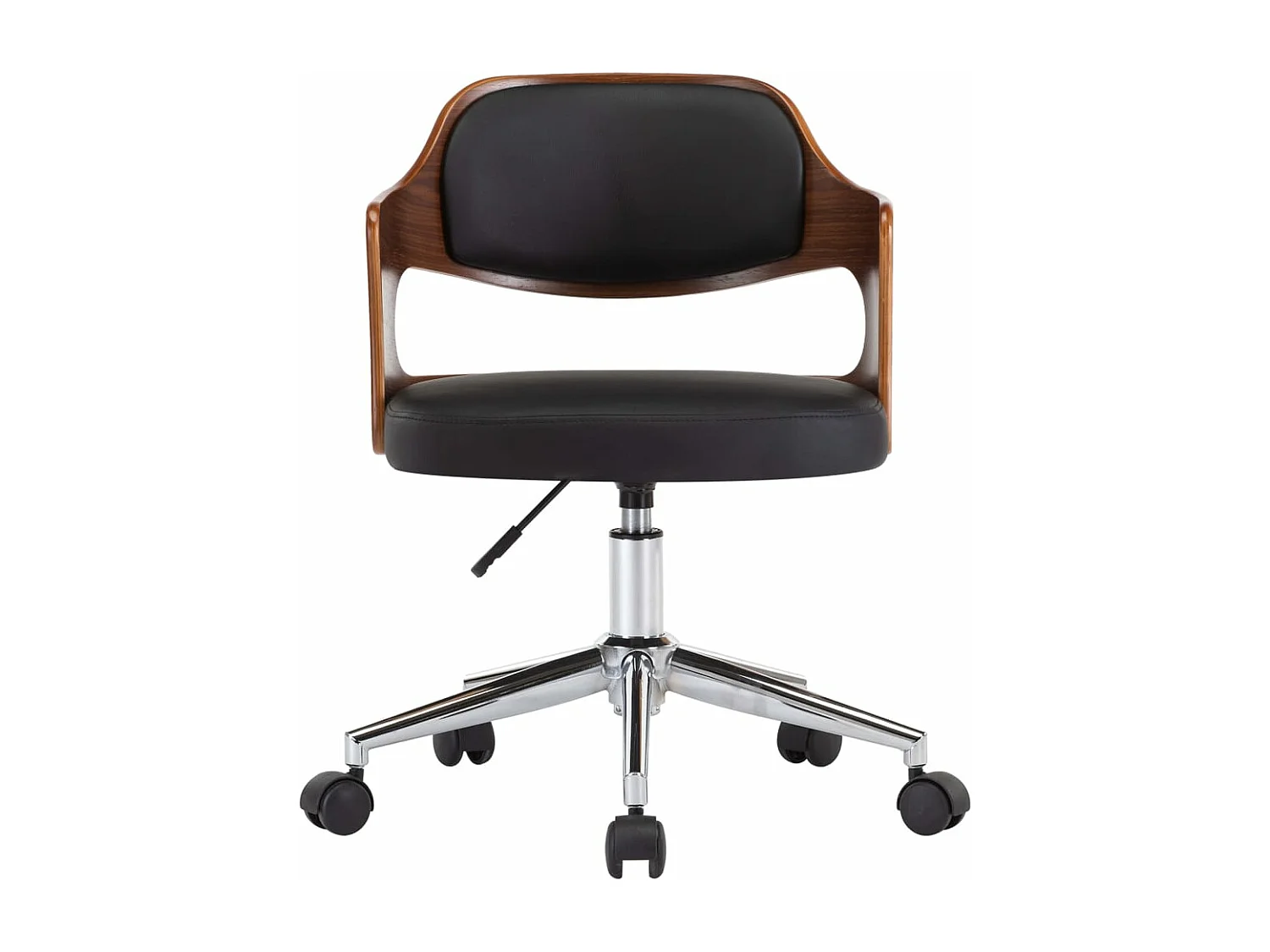 Chaise pivotante de bureau Noir Bois courbé et similicuir 5