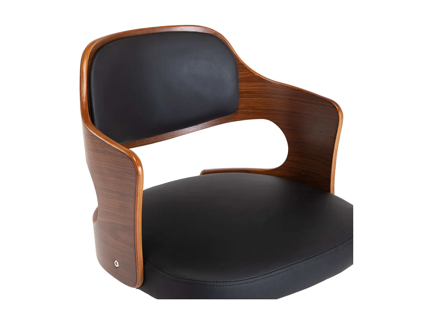Chaise pivotante de bureau Noir Bois courbé et similicuir 5