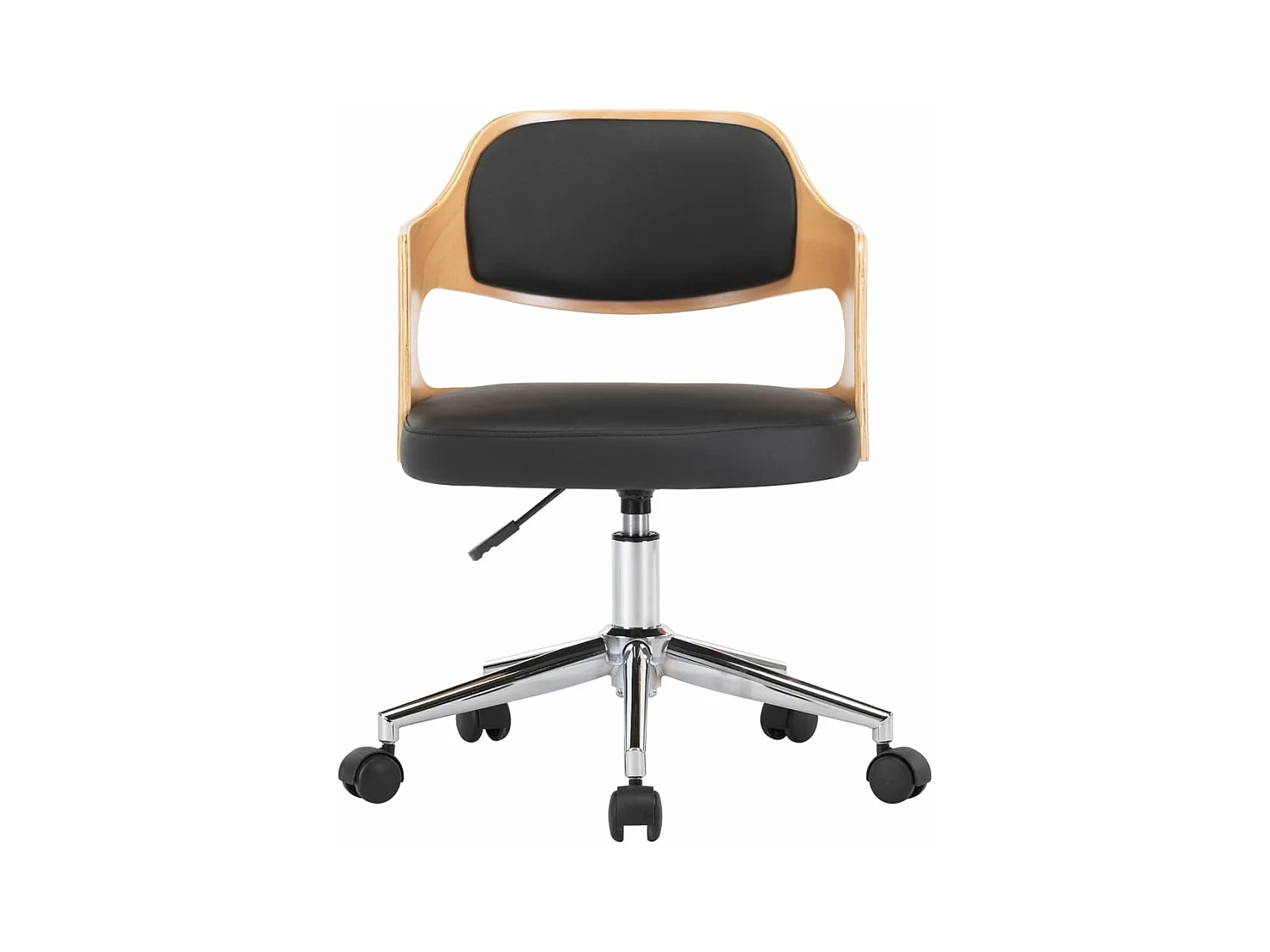 Chaise pivotante de bureau Noir Bois courbé et similicuir 6
