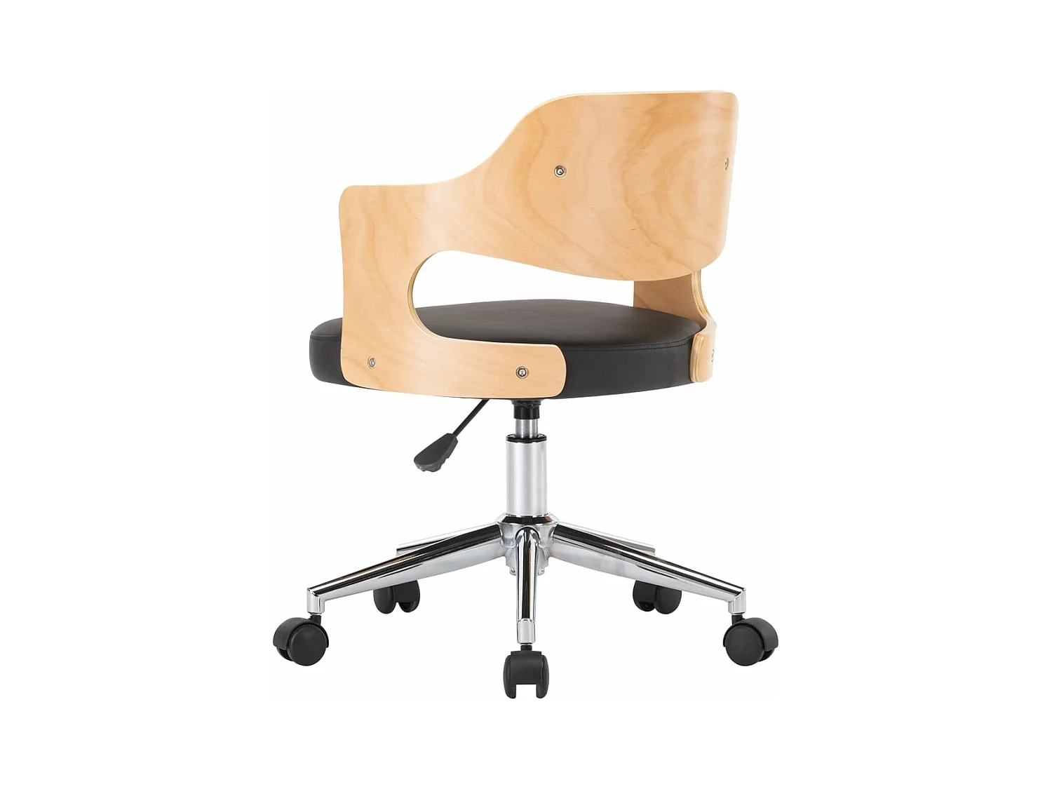 Chaise pivotante de bureau Noir Bois courbé et similicuir 6