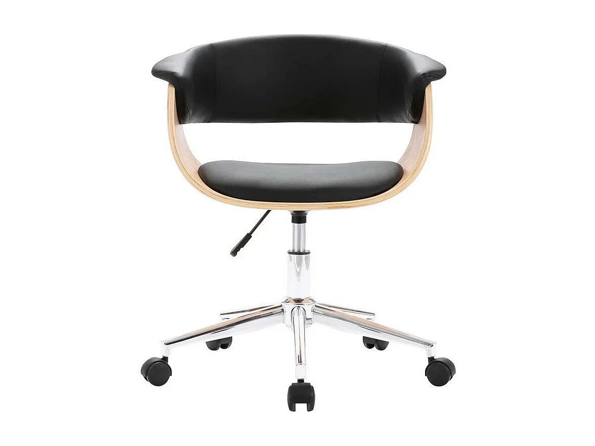 Chaise réglable simili cuir noir et bois clair Tessa