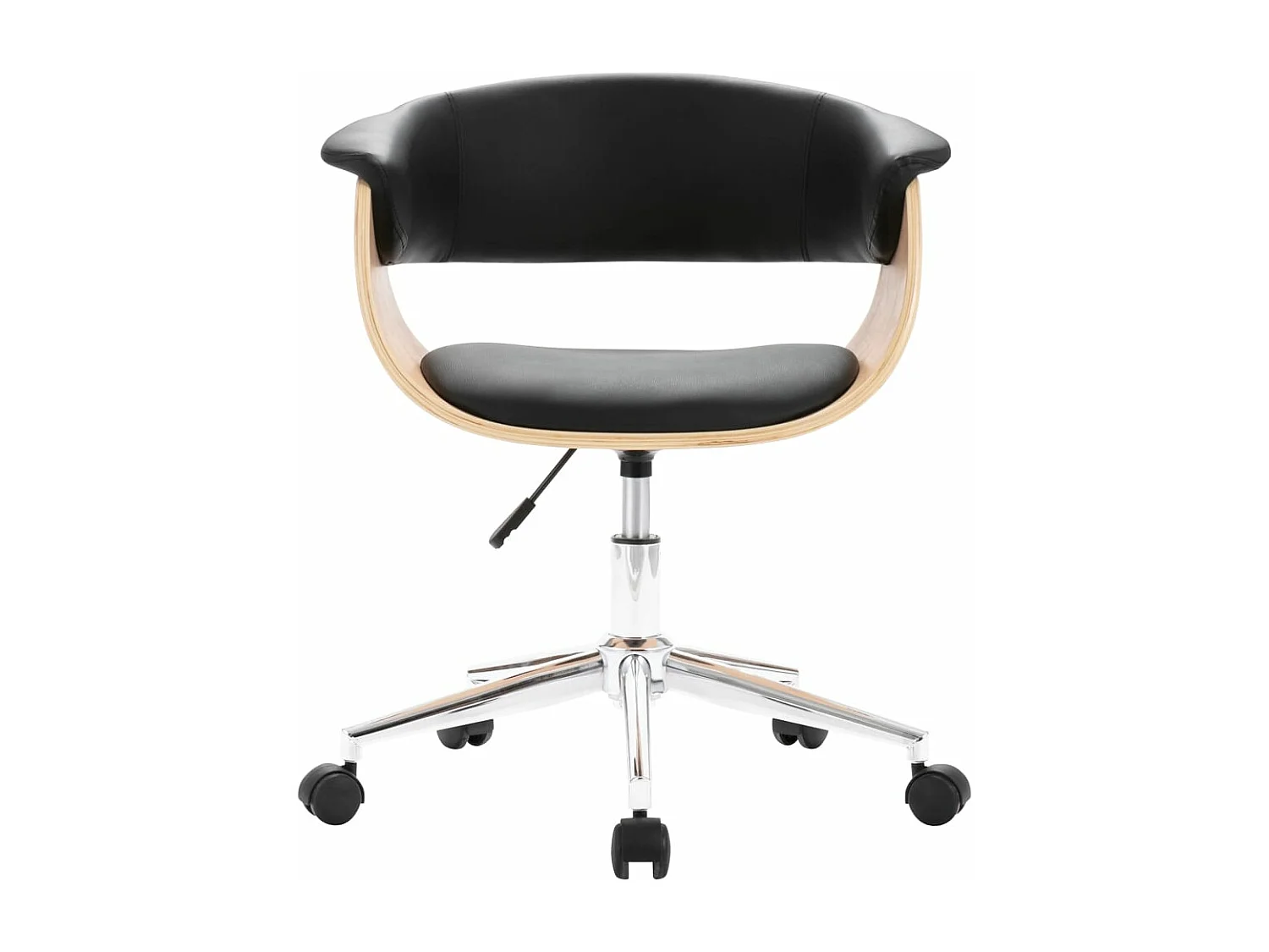 Chaise pivotante de bureau Noir Bois courbé et similicuir 3