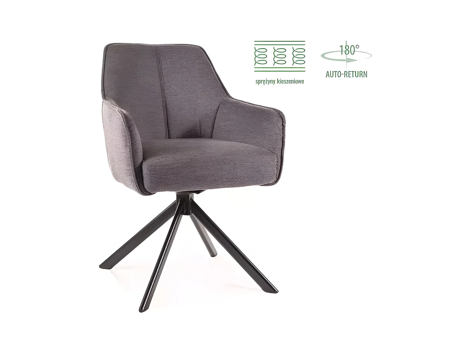 Sedia Notti/rivestimento in tessuto/rotazione 180 gradi/Antracite