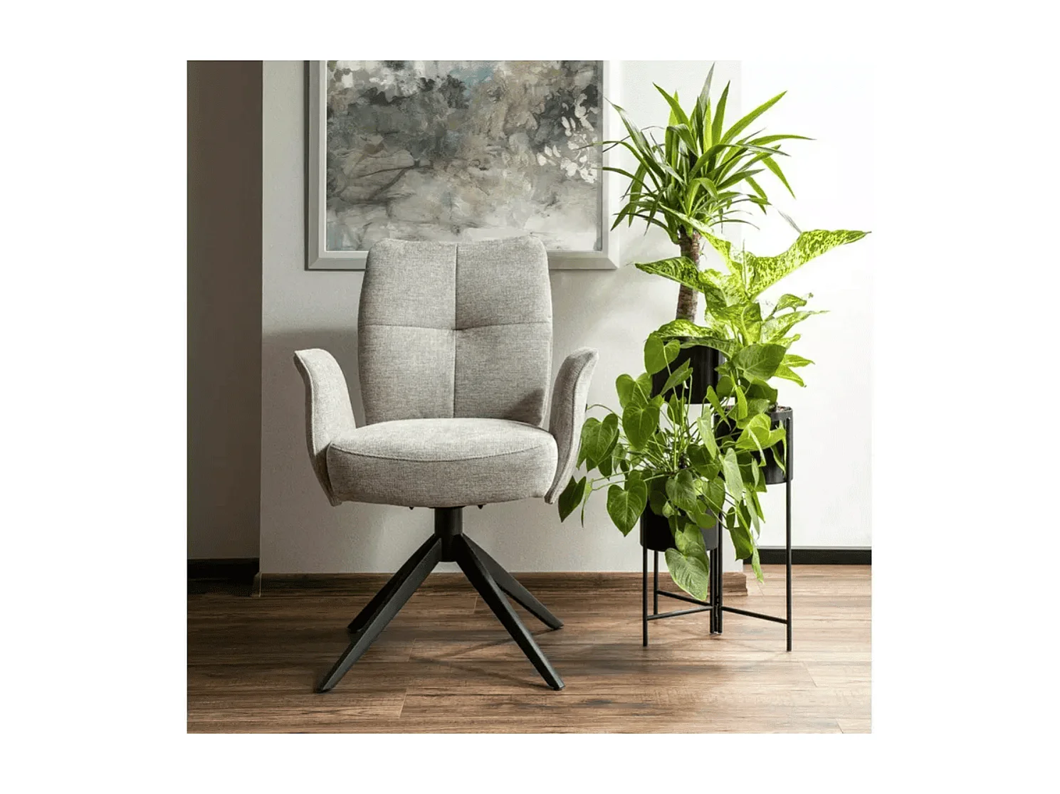 Fauteuil à oreilles/revêtement en tissu/rotation à 180 degrés/Beige