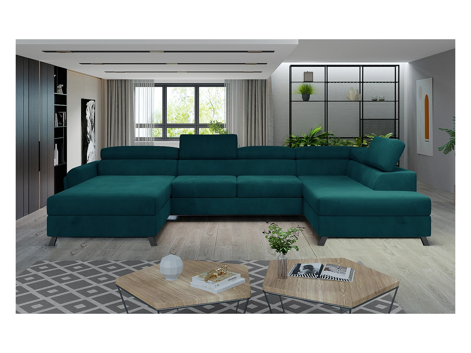 Canapé Corner Silvy UR Tissu-Vert