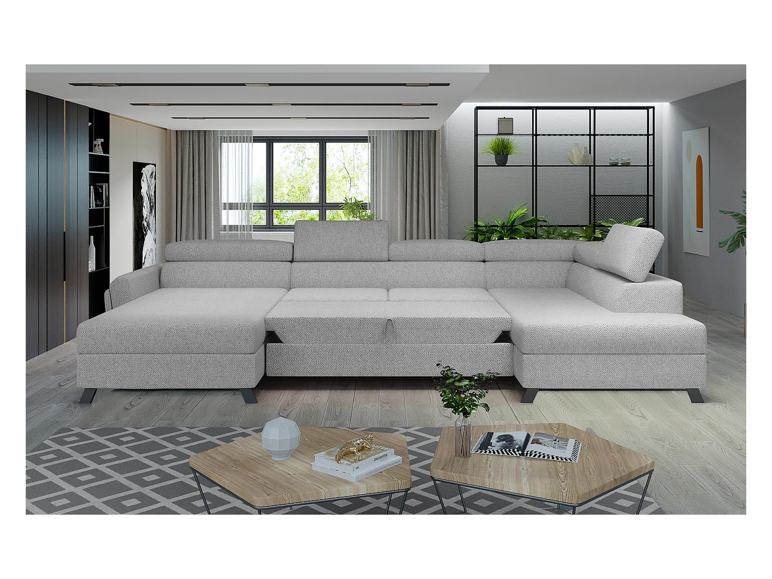 Divano d'angolo Silvy UR Tessuto-Grigio