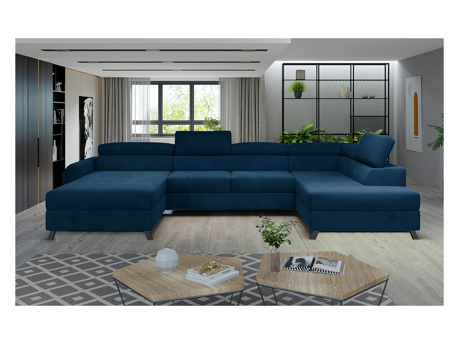 Divano d'angolo Silvy UR Tessuto-Blu