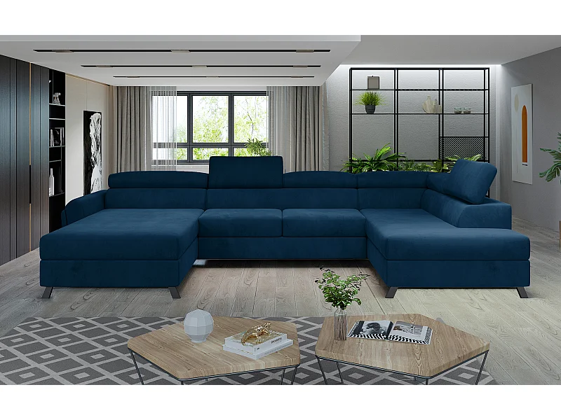 Ecksofa Silvy UR Stoff-Blau