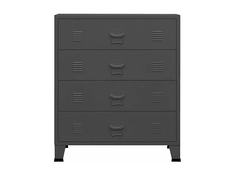 Commode 4 tiroirs métal Kibane 78cm - Style industriel-Couleur Gris