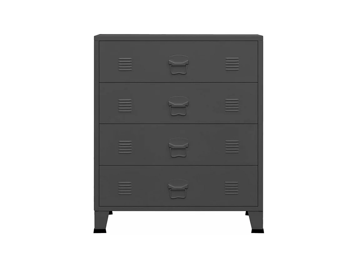 Commode 4 tiroirs métal Kibane 78cm - Style industriel-Couleur Gris