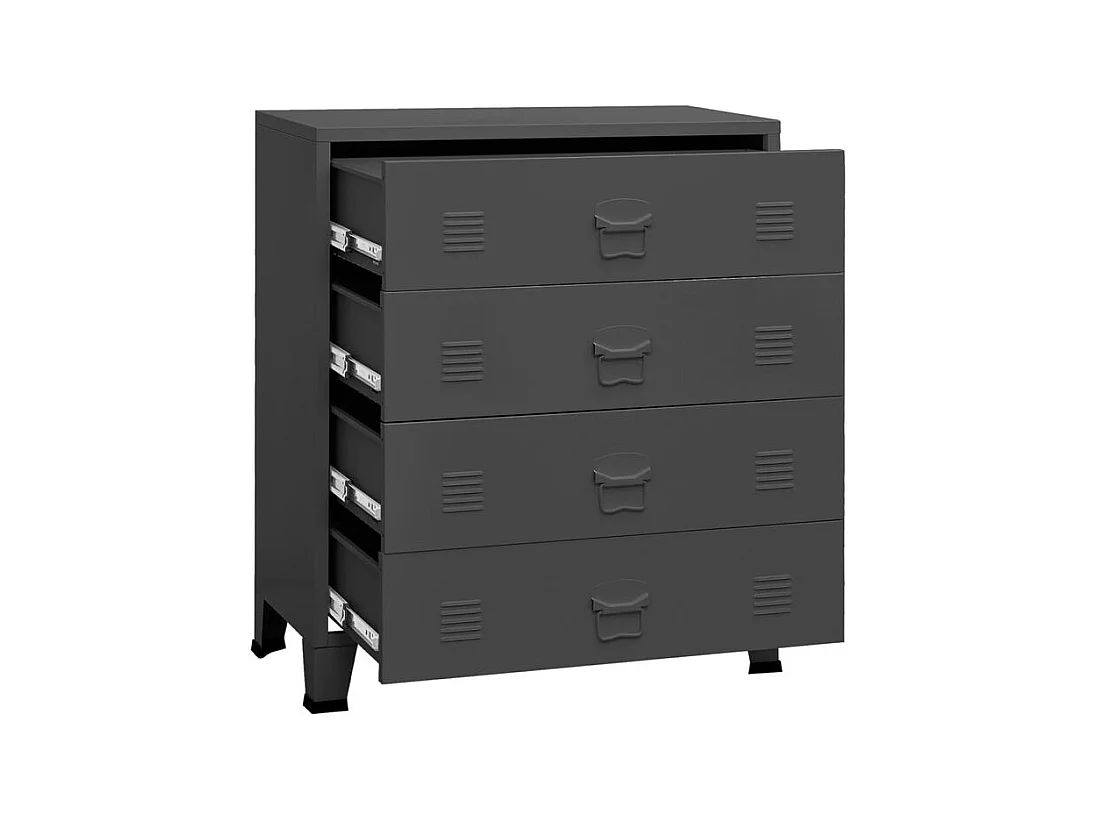 Commode 4 tiroirs métal Kibane 78cm - Style industriel-Couleur Gris