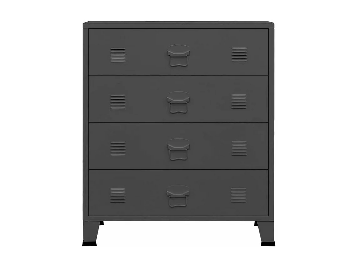 Commode 4 tiroirs métal Kibane 78cm - Style industriel-Couleur Gris