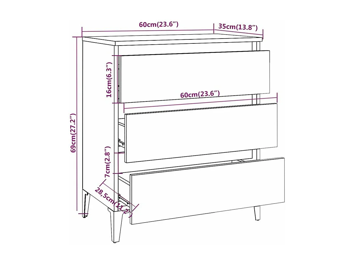 Buffet Sonoma gris 60x35x69 Bois d'ingénierie