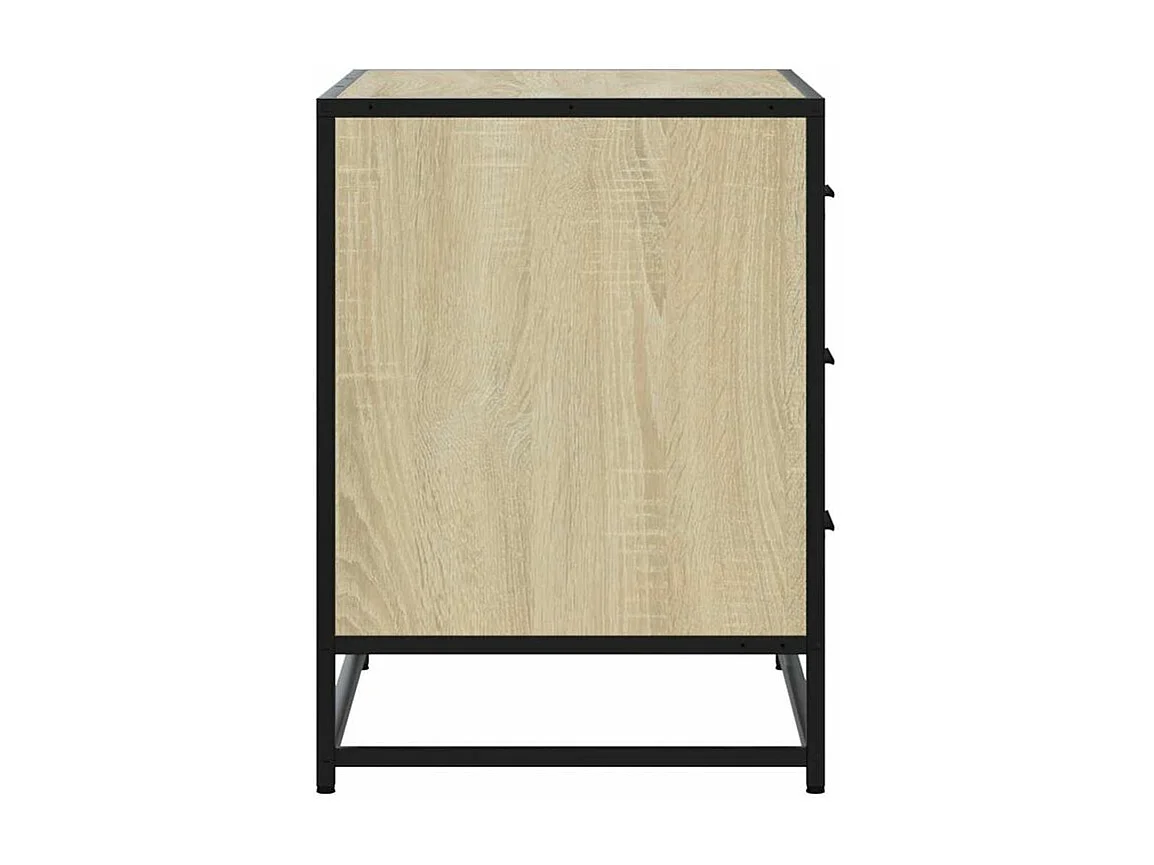 Commode 3 tiroirs Dovany L70xH56xP41 - Bois et métal-Couleur Chêne clair