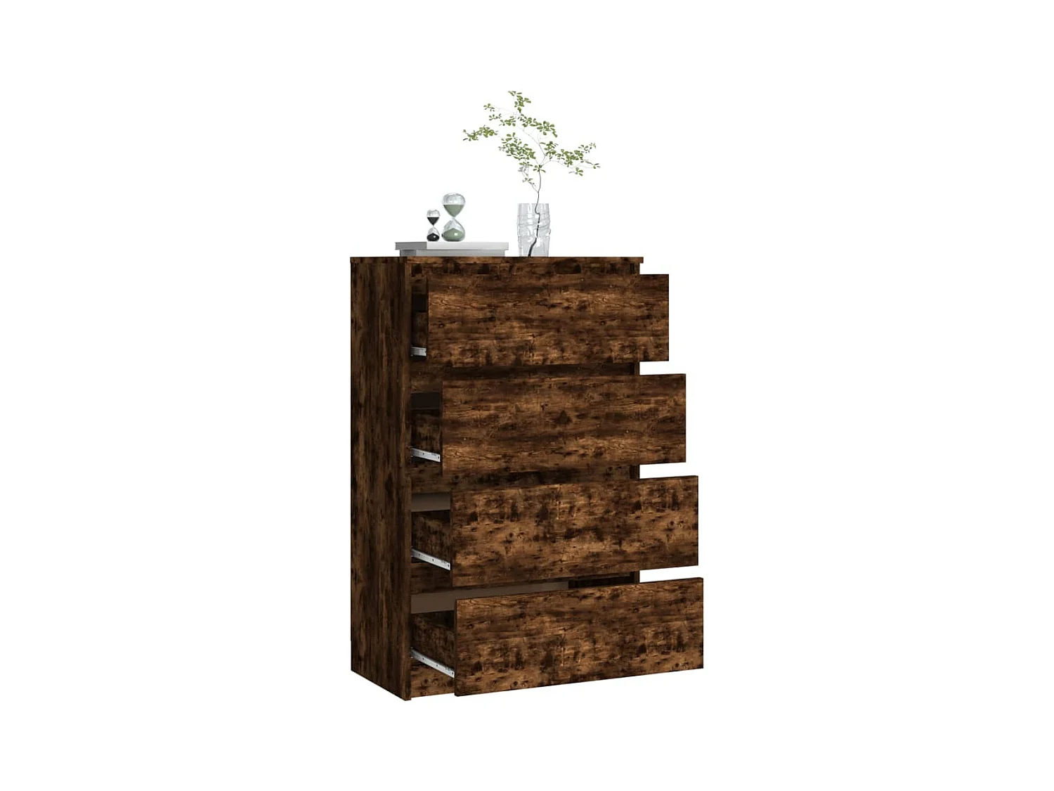 Commode haute 4 tiroirs en bois Agency - Fonctionnalité à votre service-Couleur Marron fumé