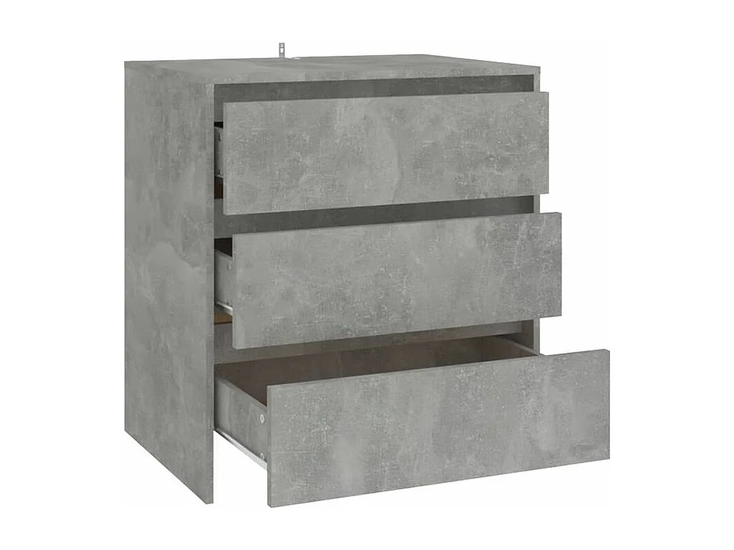 Commode 3 tiroirs en bois Klary 70cm - intemporelle et fonctionnelle-Couleur Gris béton