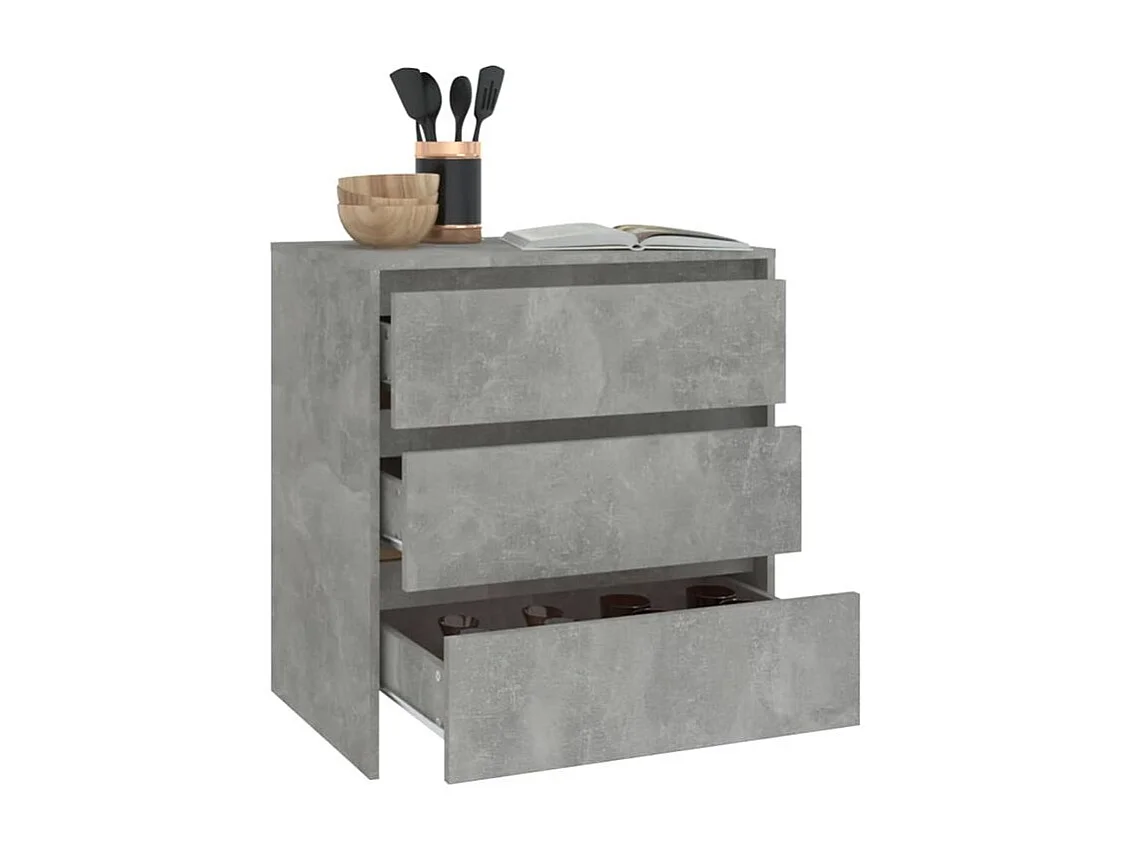 Commode 3 tiroirs en bois Klary 70cm - intemporelle et fonctionnelle-Couleur Gris béton