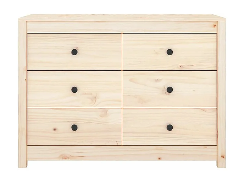 Commode 6 tiroirs en bois de pin massif 100cm – Collection Kaskita-Couleur Naturel