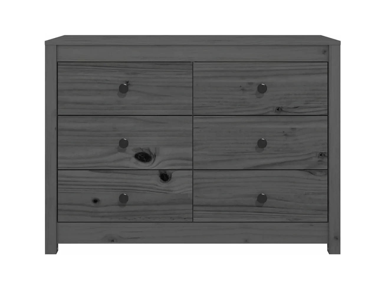 Commode 6 tiroirs en bois de pin massif 100cm – Collection Kaskita-Couleur Naturel