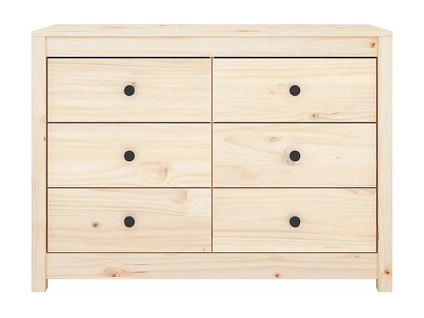 Commode 6 tiroirs en bois de pin massif 100cm – Collection Kaskita-Couleur Naturel