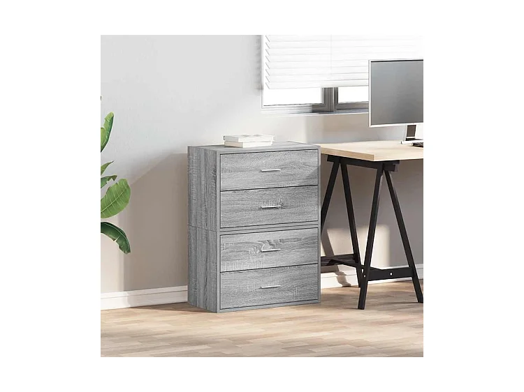 Armoires avec 2 tiroirs 2 pcs sonoma gris bois d'ingénierie