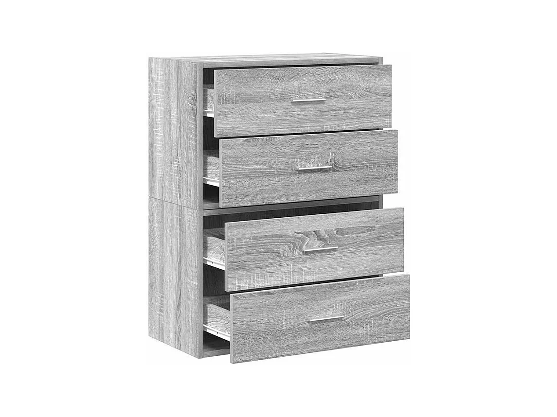 Armoires avec 2 tiroirs 2 pcs sonoma gris bois d'ingénierie