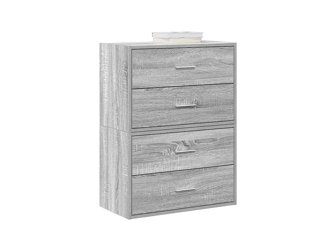 Armoires avec 2 tiroirs 2 pcs sonoma gris bois d'ingénierie