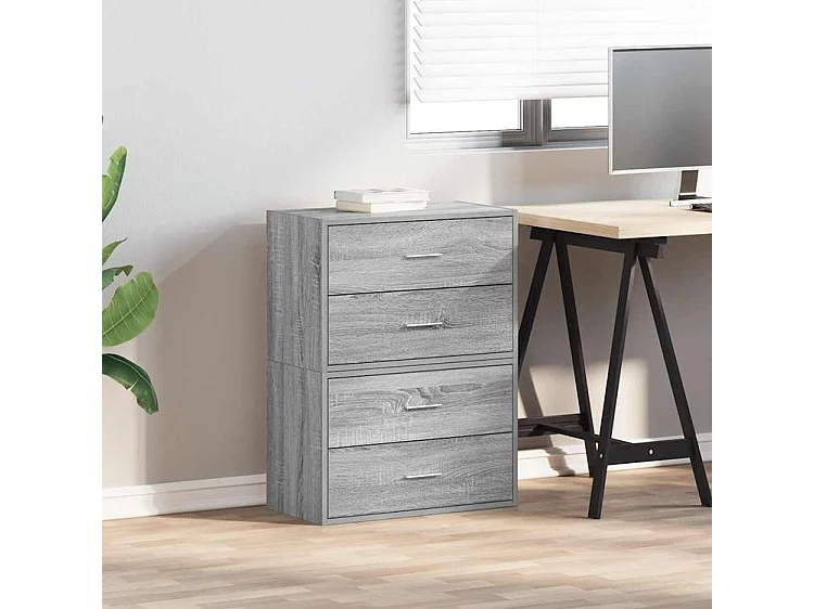 Armoires avec 2 tiroirs 2 pcs sonoma gris bois d'ingénierie