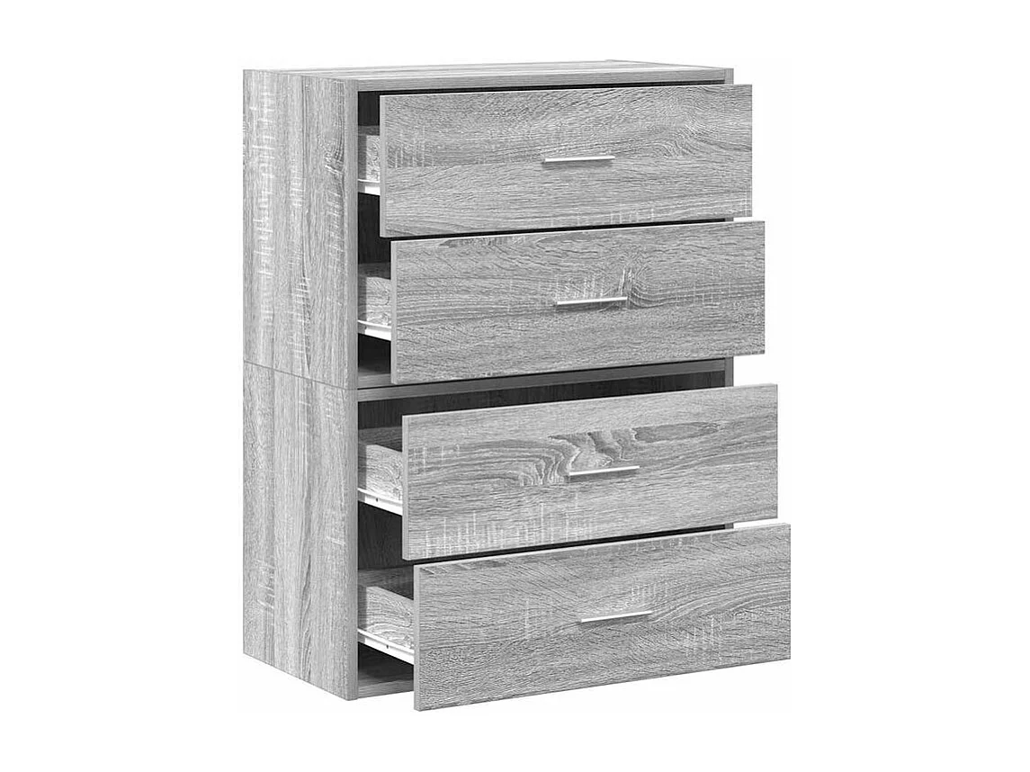 Armoires avec 2 tiroirs 2 pcs sonoma gris bois d'ingénierie