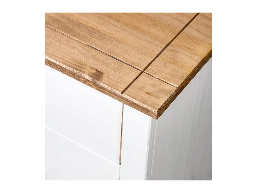 Commode 4 tiroirs en bois de pin massif Autika 80cm – Élégance rustique et praticité-Couleur Blanc