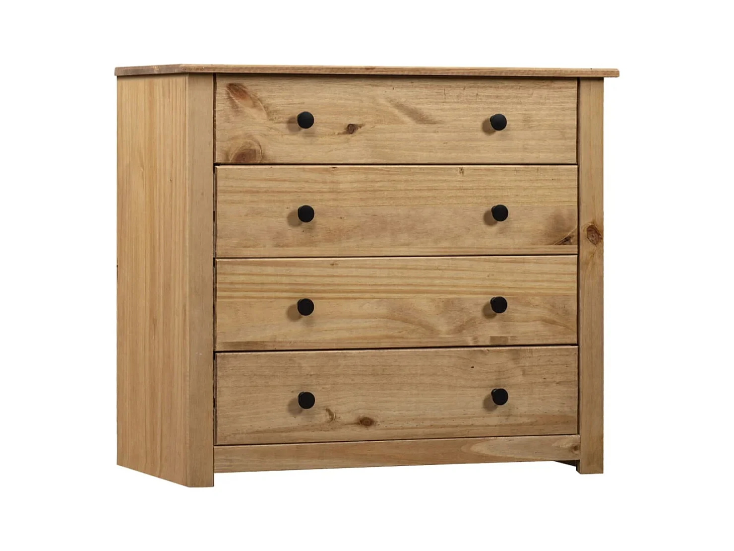 Commode 4 tiroirs en bois de pin massif Autika 80cm – Élégance rustique et praticité-Couleur Blanc