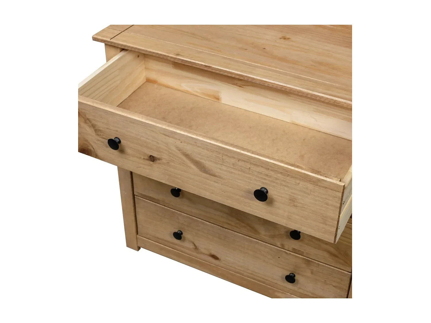 Commode 4 tiroirs en bois de pin massif Autika 80cm – Élégance rustique et praticité-Couleur Blanc