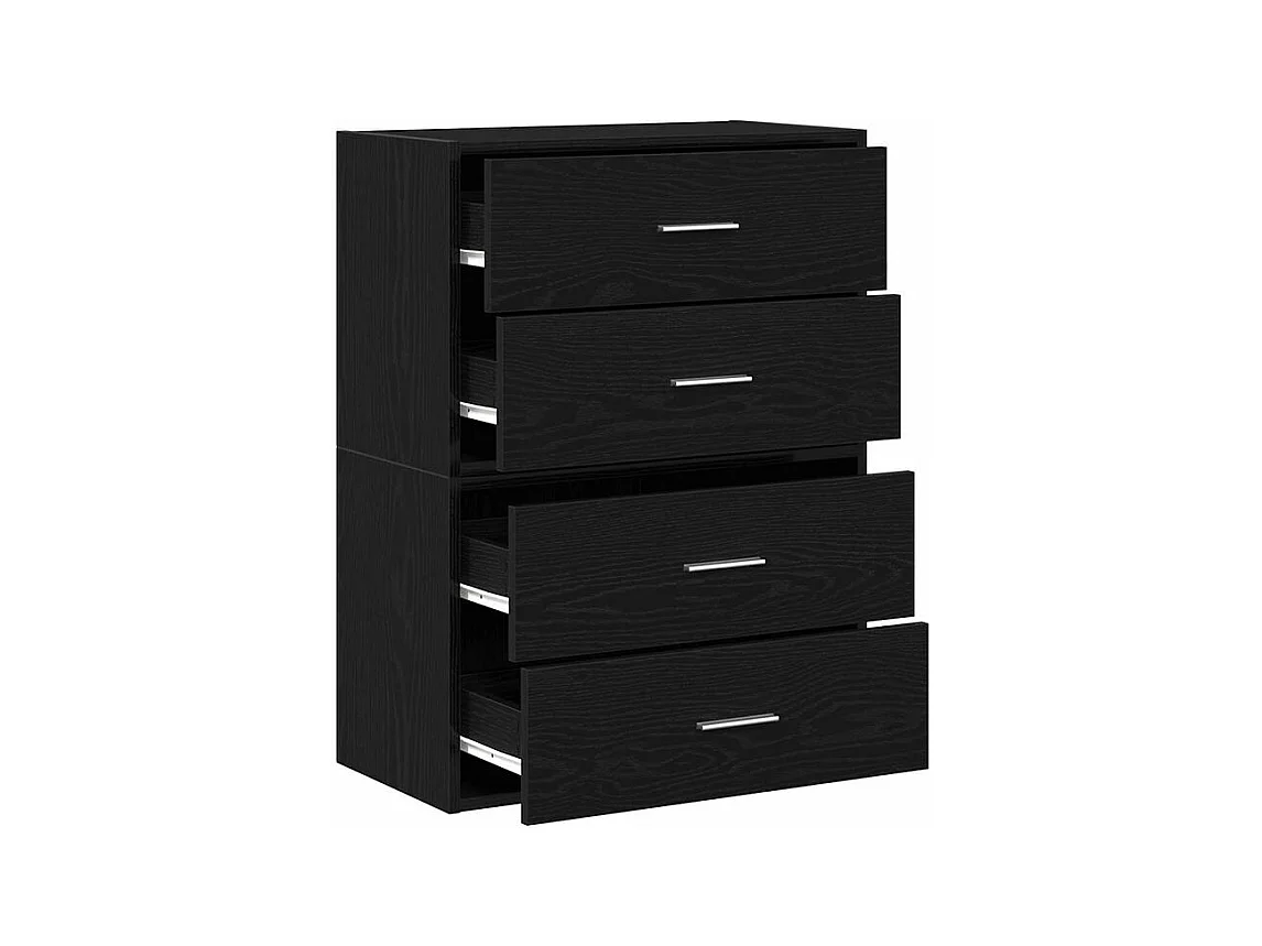 Armoires avec 2 tiroirs 2 pcs chêne noir bois d'ingénierie