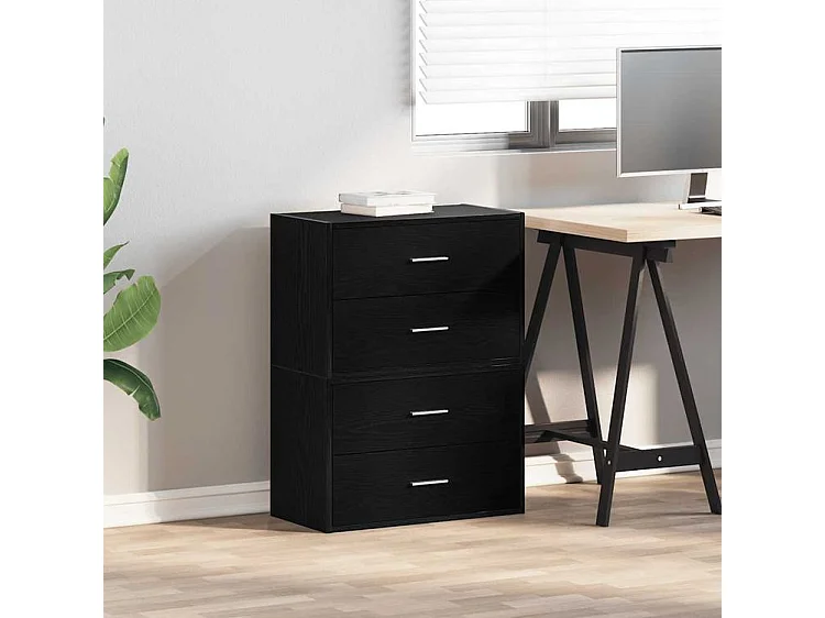 Armoires avec 2 tiroirs 2 pcs chêne noir bois d'ingénierie