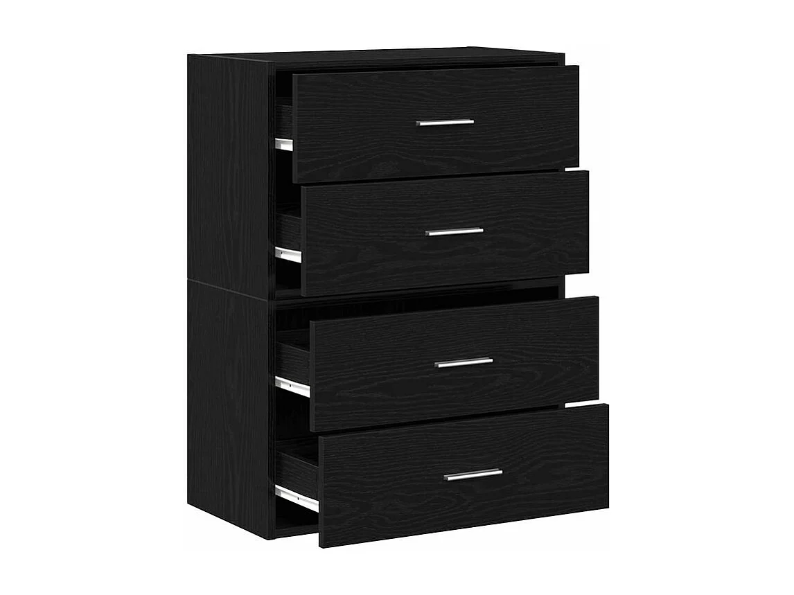 Armoires avec 2 tiroirs 2 pcs chêne noir bois d'ingénierie