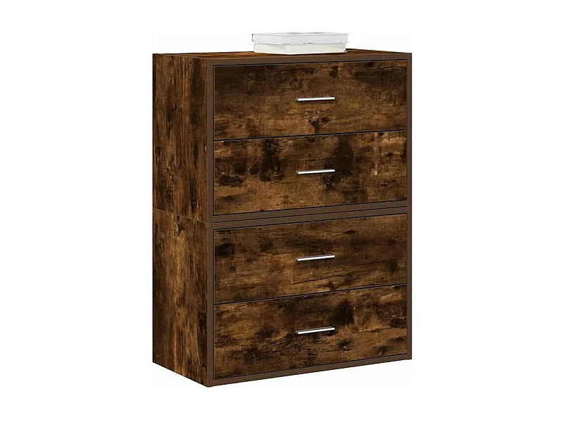 Armoires avec 2 tiroirs 2 pcs chêne fumé bois d'ingénierie