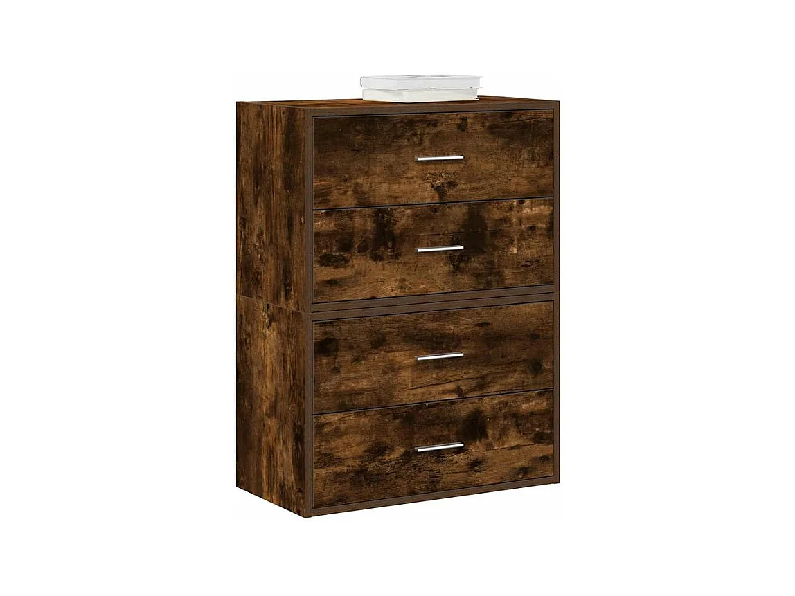 Armoires avec 2 tiroirs 2 pcs chêne fumé bois d'ingénierie