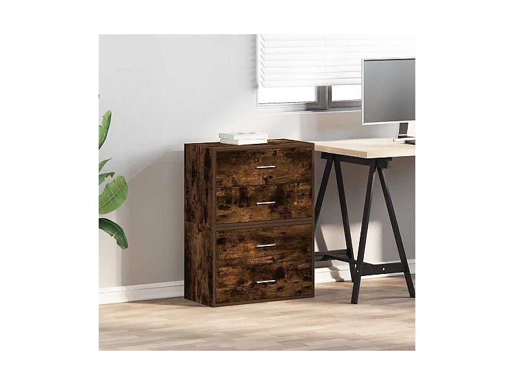 Armoires avec 2 tiroirs 2 pcs chêne fumé bois d'ingénierie