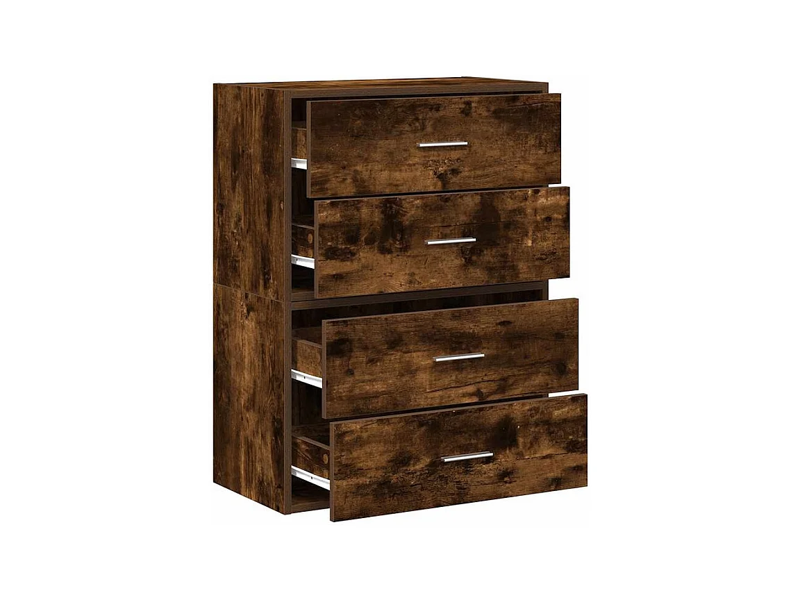 Armoires avec 2 tiroirs 2 pcs chêne fumé bois d'ingénierie