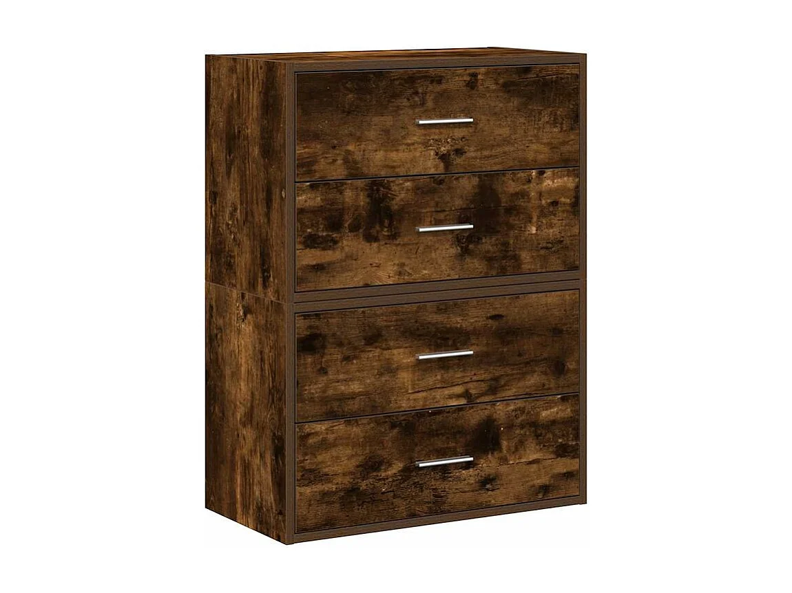 Armoires avec 2 tiroirs 2 pcs chêne fumé bois d'ingénierie