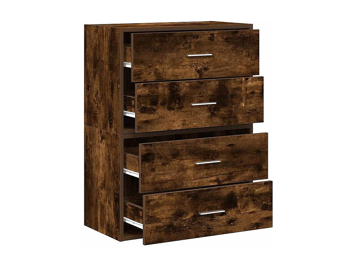 Armoires avec 2 tiroirs 2 pcs chêne fumé bois d'ingénierie