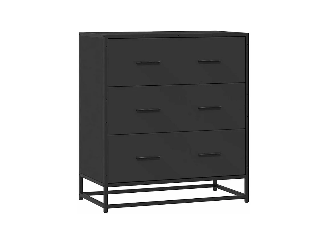 Commode 3 tiroirs Dovany L68xH76xP35 - Bois et métal-Couleur Noir