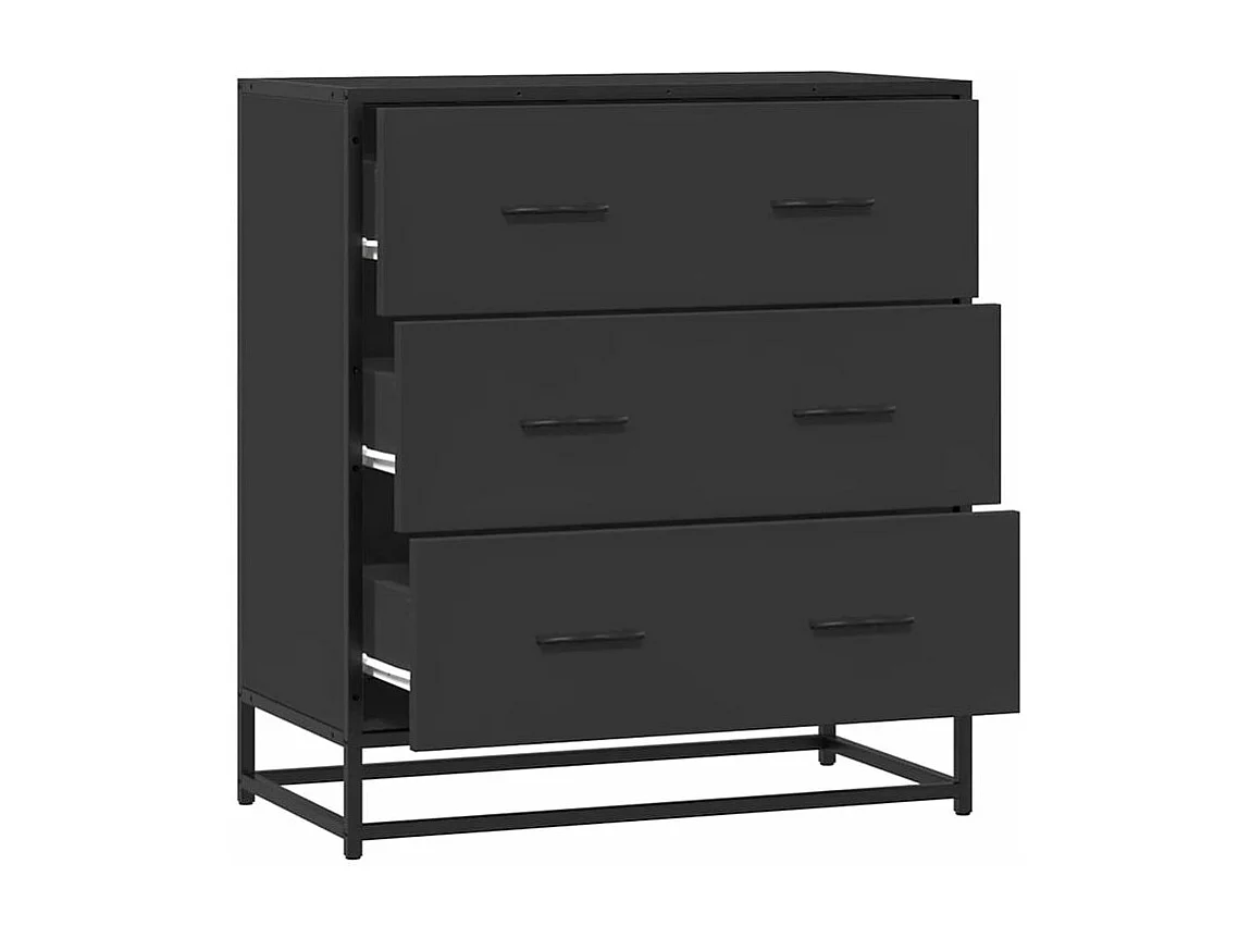 Commode 3 tiroirs Dovany L68xH76xP35 - Bois et métal-Couleur Noir